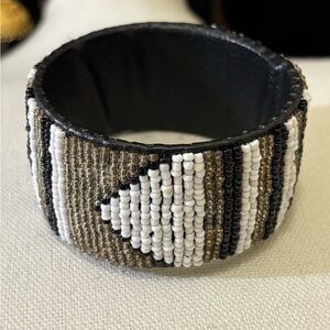 Leather Beaded thick bangle